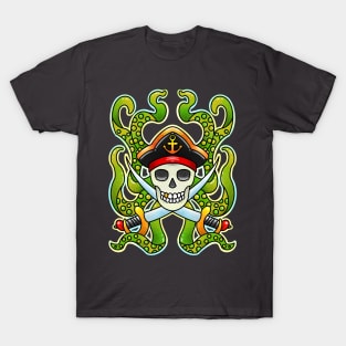 Pirate skull with tentacles and swords T-Shirt